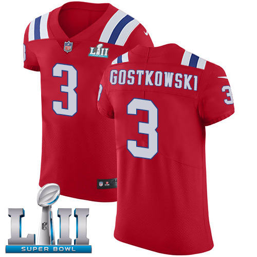 Nike Patriots #3 Stephen Gostkowski Red Alternate Super Bowl LII Men's Stitched NFL Vapor Untouchable Elite Jersey